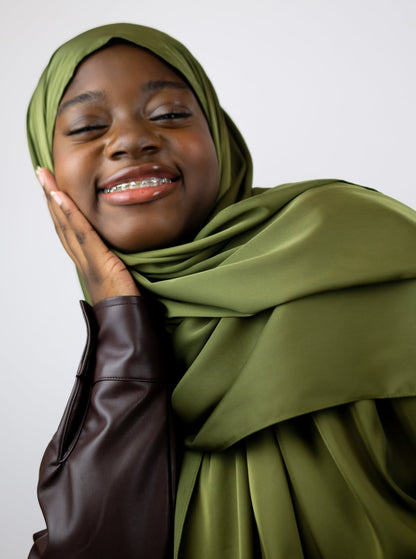 Satin Silk Hijab Olivine