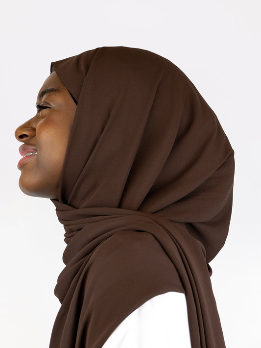 Flower Chiffon Hijab Chocolate Sunflower