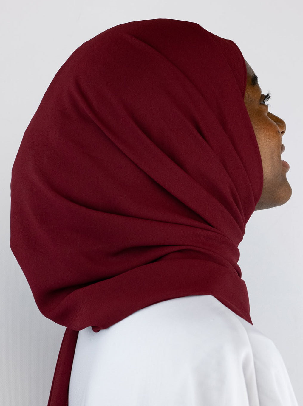 Flower Chiffon Hijab Cranberry Red Peony