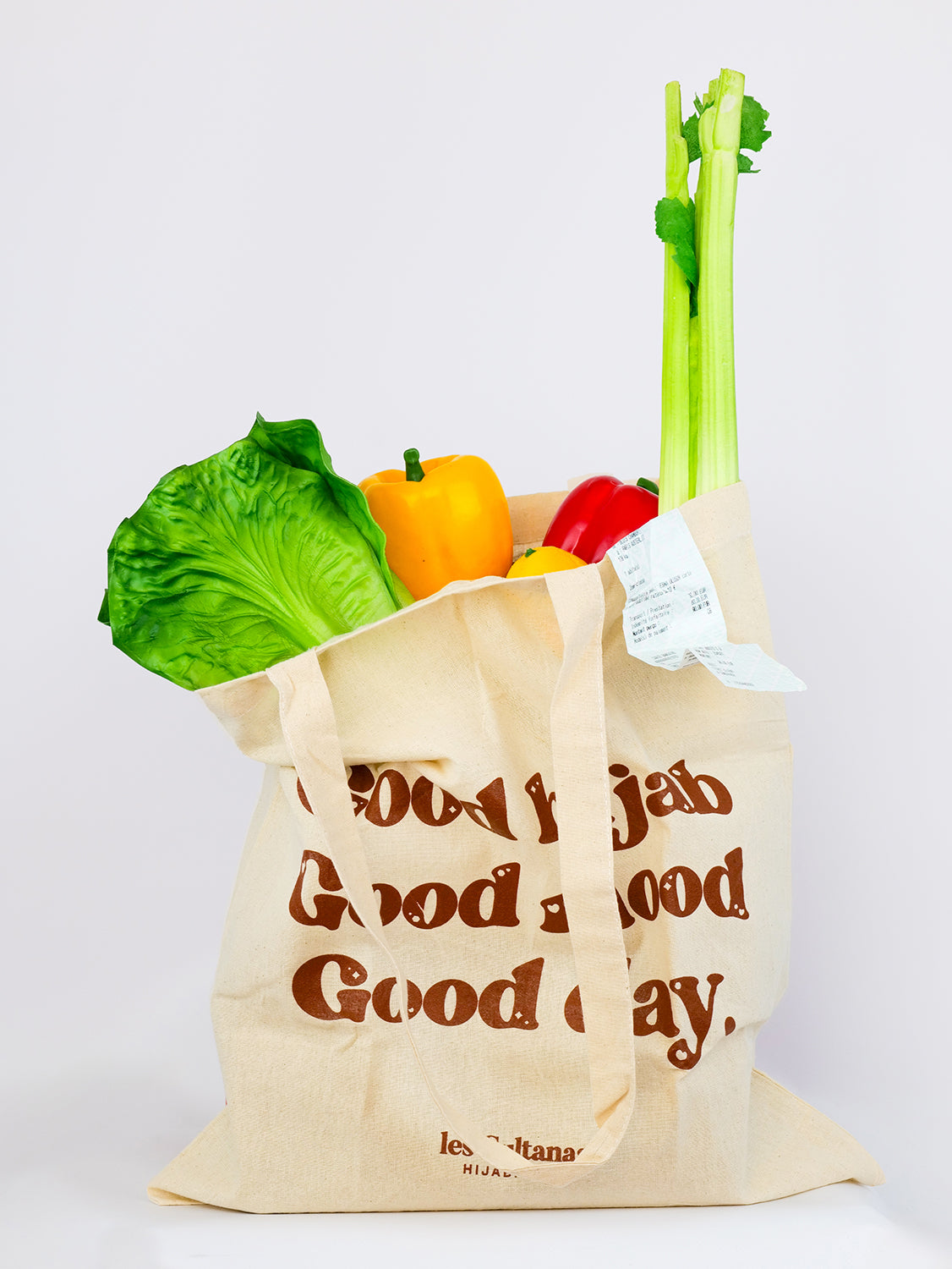 Cotton Tote Bag "Good Hijab" Natural and Brown
