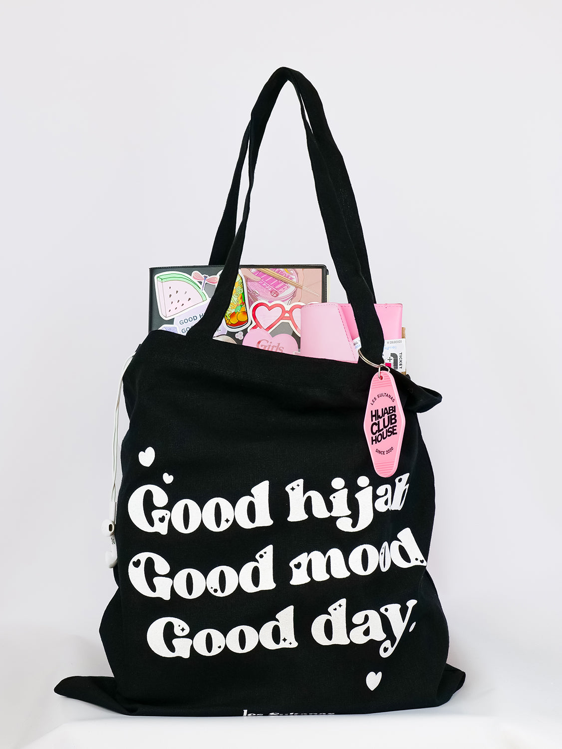 Cotton Tote Bag "Good Hijab" Black