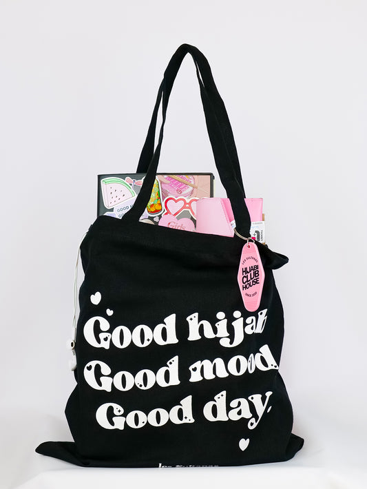 Cotton Tote Bag "Good Hijab" Black