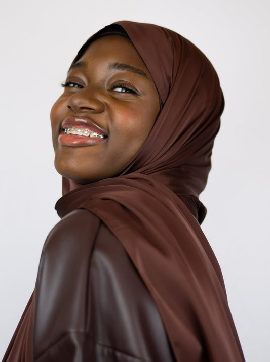 Satin Silk Hijab Smoked Topaz
