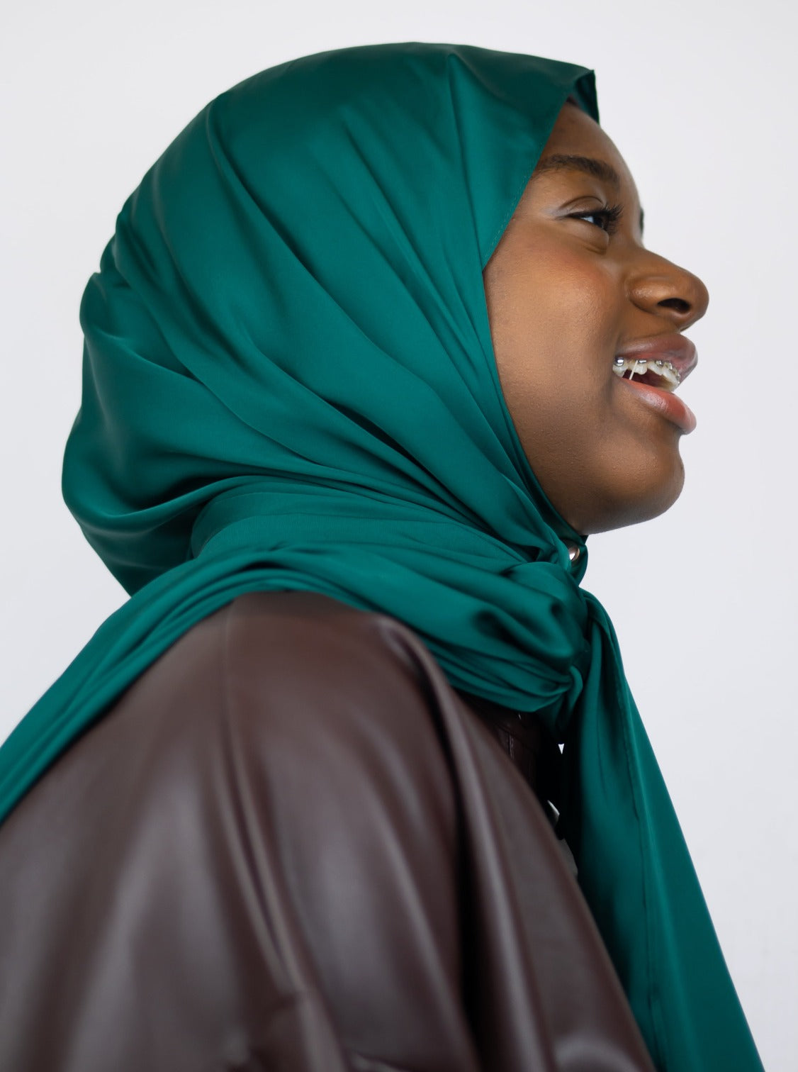 Satin Silk Hijab Dark Emerald