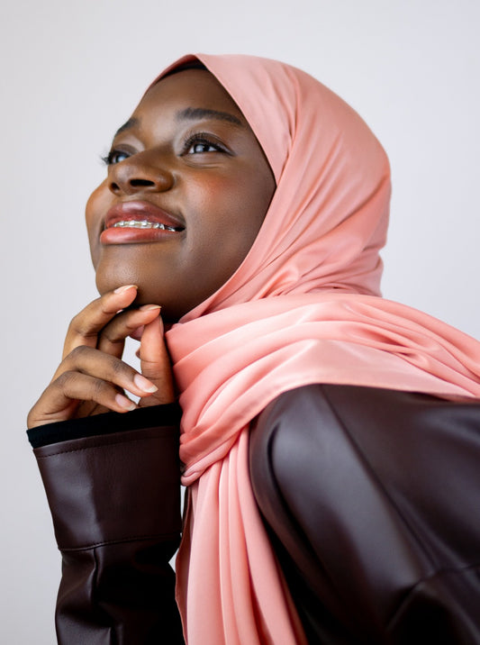 Satin Silk Hijab Rose Gold