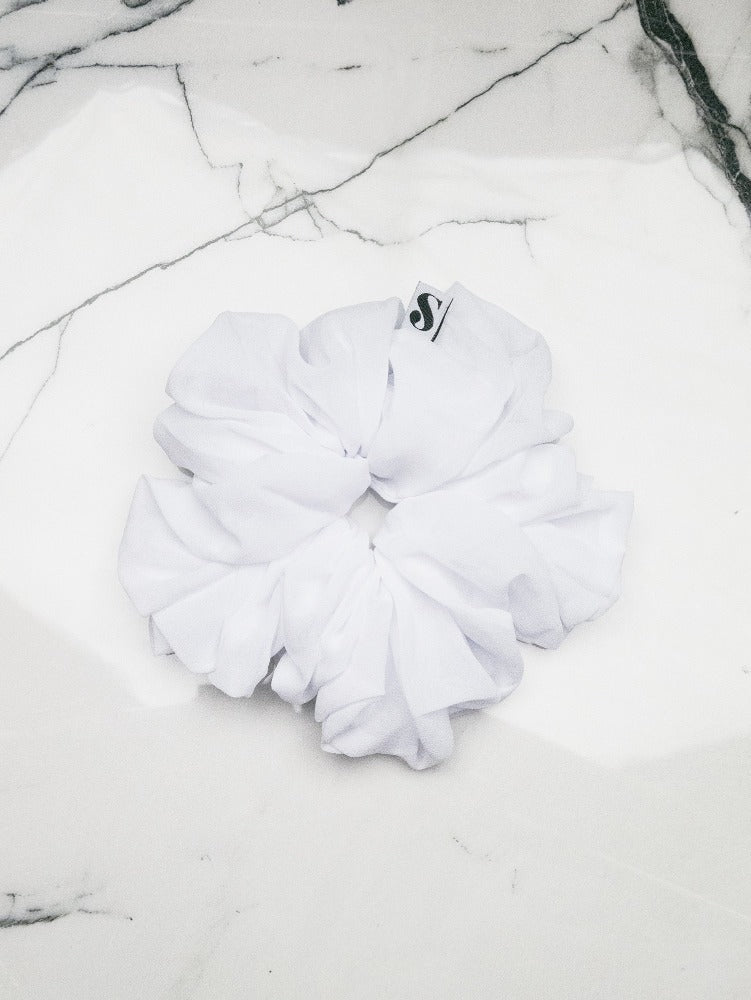 Oversized Chiffon Scrunchie White