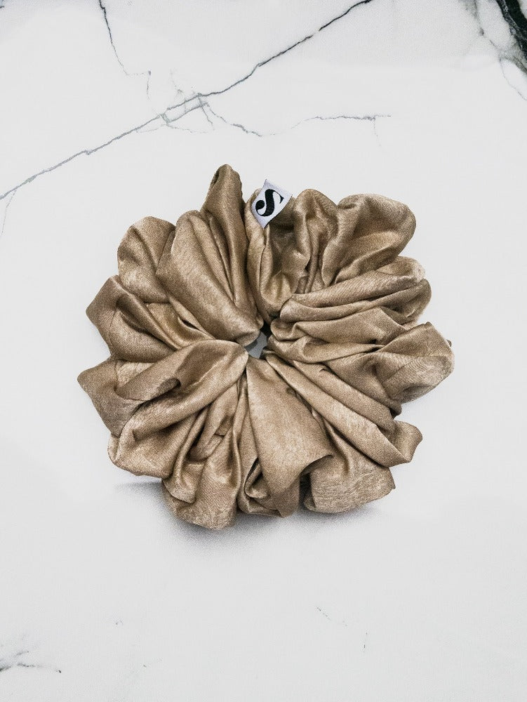 Oversized Satin Scrunchie Taupe