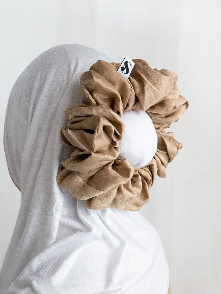 Oversized Satin Scrunchie Taupe