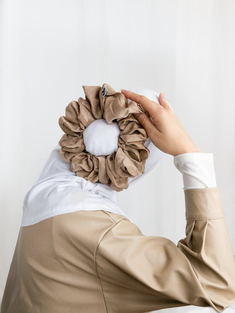 Oversized Satin Scrunchie Taupe